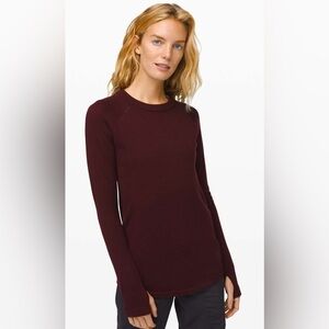 Lululemon Athletica Burgundy Fitted Long Sleeve Crew Neck